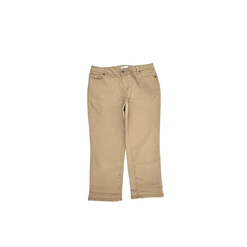 Coldwater Creek Capri Jeans Women 12‎ Beige Cuffed Mid Rise Denim